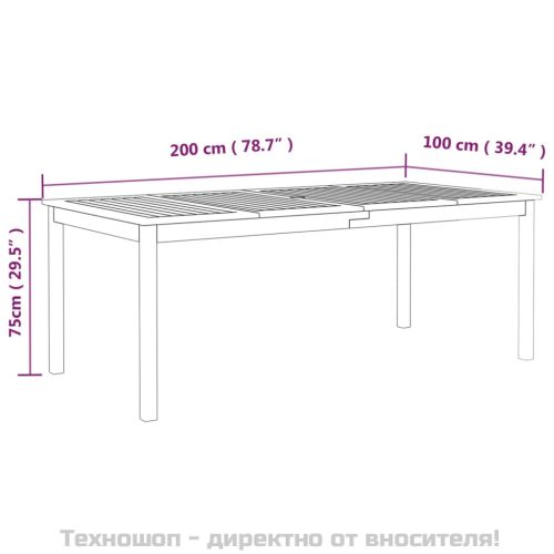Градински трапезен комплект, 9 части, акациево дърво масив, сив
