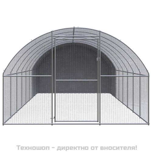 Птичарник на открито, 3x8x2 м, поцинкована стомана