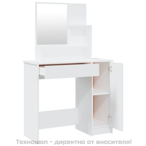 Тоалетка с огледало, бяла, 86,5x35x136 см