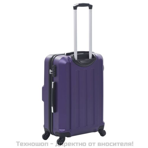 Комплект твърди куфари с колелца, 3 бр, лилави, ABS
