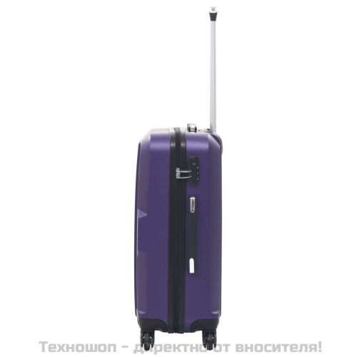Комплект твърди куфари с колелца, 3 бр, лилави, ABS