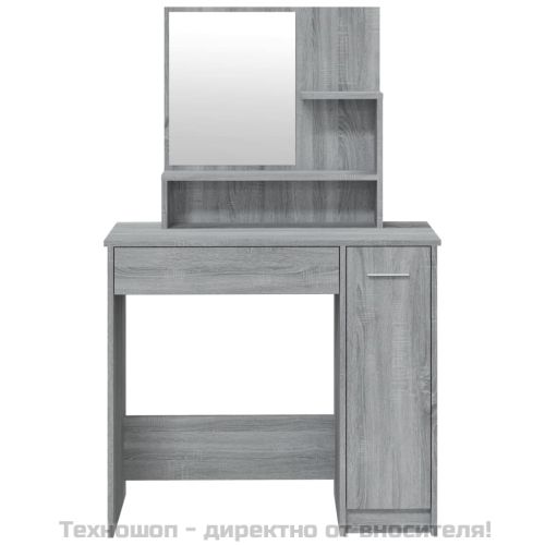 Комплект тоалетка с огледало, сив сонома, 86,5x35x136 см