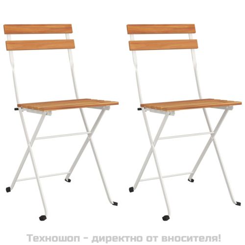 Сгъваеми бистро столове, 2 бр, акация масив и стомана