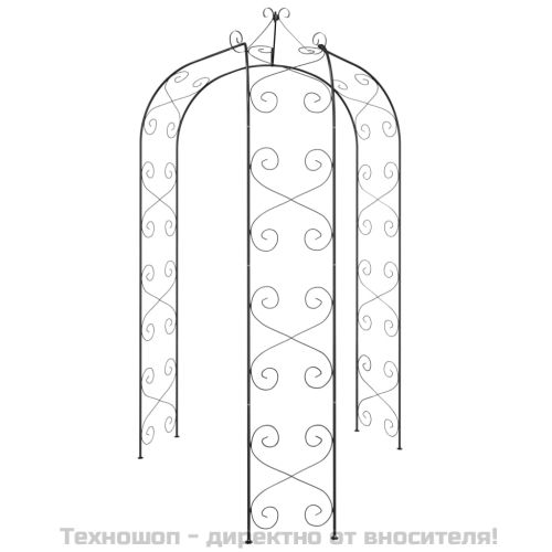 Градинска арка, черна, Ø180x255 см, стомана