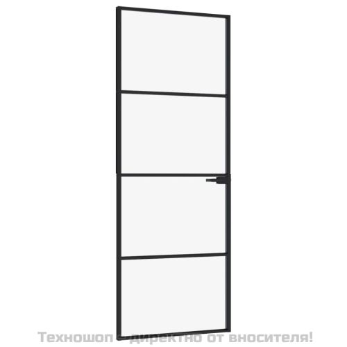 Интериорна врата черна 76x201,5 см закалено стъкло и алуминий