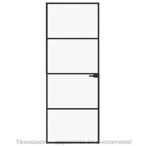Интериорна врата черна 76x201,5 см закалено стъкло и алуминий
