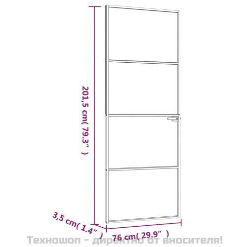 Интериорна врата черна 76x201,5 см закалено стъкло и алуминий