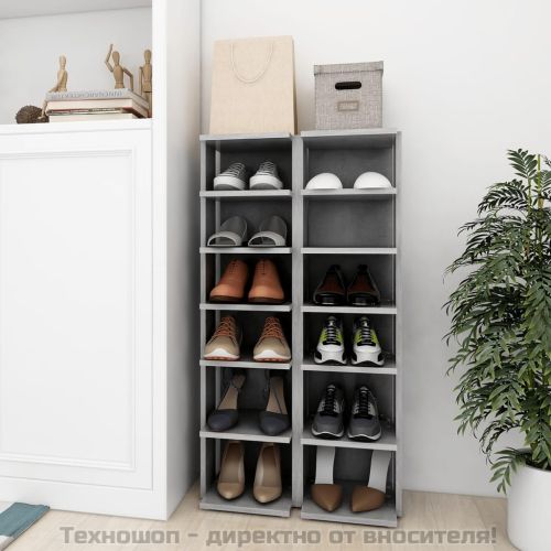 Шкафове за обувки, 2 бр, бетонно сиви, 27,5x27x102 см