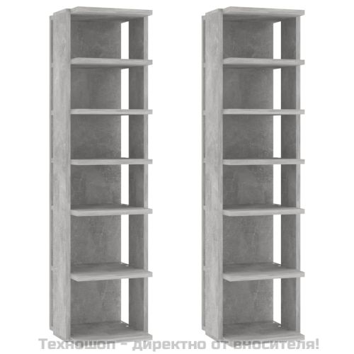 Шкафове за обувки, 2 бр, бетонно сиви, 27,5x27x102 см