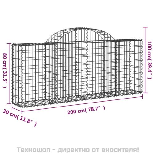 Габионни кошници арка 11 бр 200x30x80/100 см поцинковано желязо