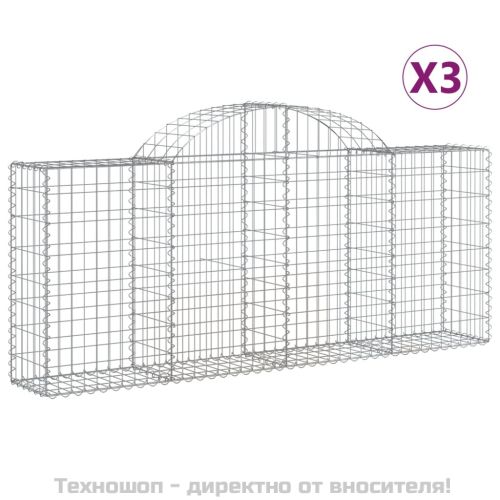 Габионни кошници арка 3 бр 200x30x80/100 см поцинковано желязо