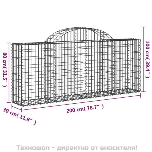 Габионни кошници арка 7 бр 200x30x80/100 см поцинковано желязо