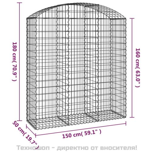 Дъговидна габионна кошница 150x50x160/180 см поцинковано желязо