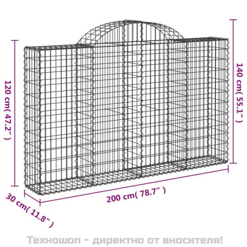Габионни кошници арка 2 бр 200x30x120/140см поцинковано желязо