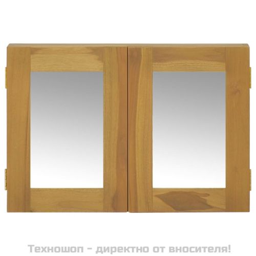 Шкаф с огледало, 60x10x40 см, тиково дърво масив