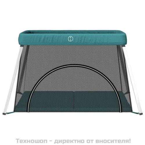 Бебешка кошара с матрак, зелена, ленен плат