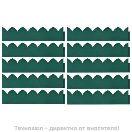 Кантове за тревни площи, 10 бр, зелени, 65x15 см, PP