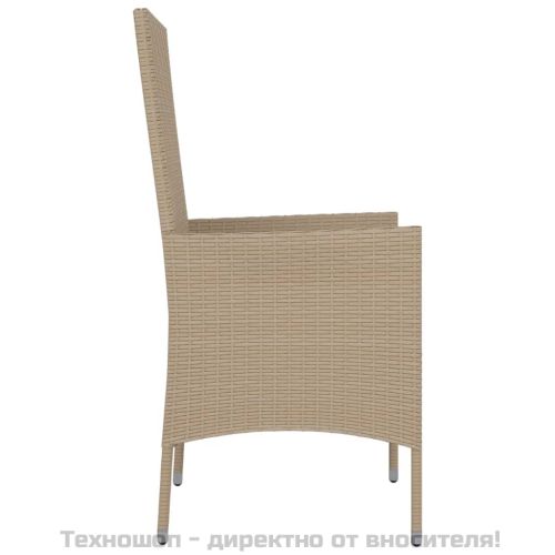 Градински столове с възглавници, 2 бр, полиратан, бежови