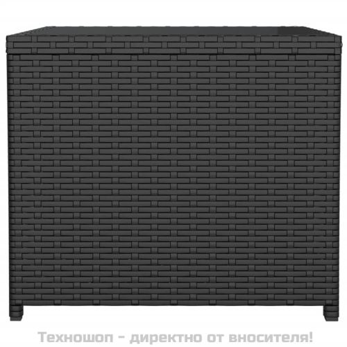 Маса за чай със стъклен плот, черна, полиратан закалено стъкло