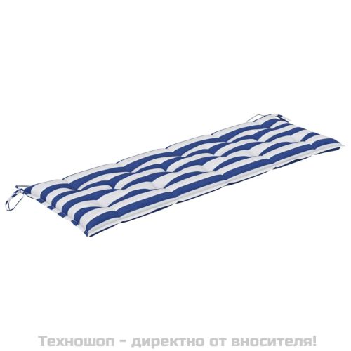 Възглавница за пейка синьо и бяло райе 150x50x7 см оксфорд плат