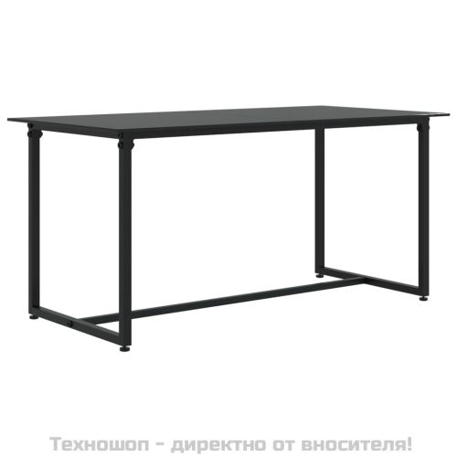 Градински лаундж комплект с възглавници 4 части черен полиратан