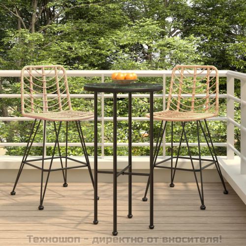 Бар табуретки 2 бр 45x56x103,5 см PE ратан и стомана