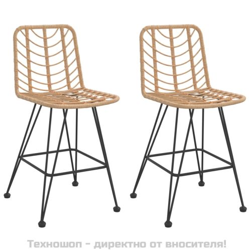 Бар табуретки 2 бр 45x56x103,5 см PE ратан и стомана