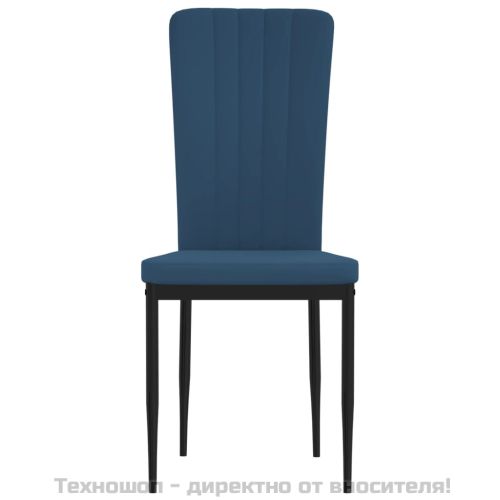 Трапезни столове, 4 бр, сини, кадифе