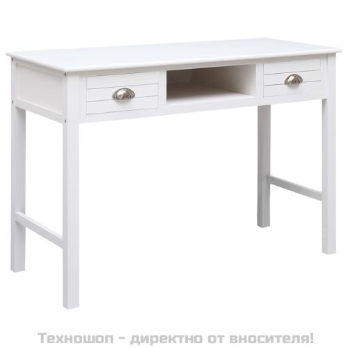 Бюро, бяло, 108x45x76 см, масивна дървесина пауловния