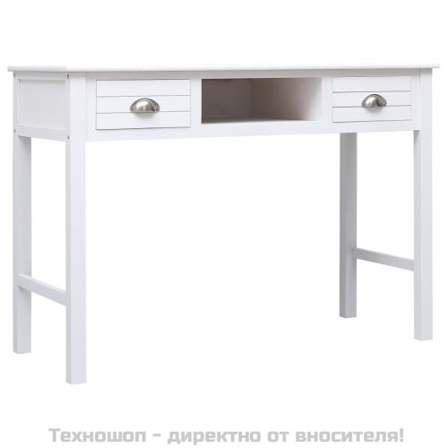 Бюро, бяло, 108x45x76 см, масивна дървесина пауловния