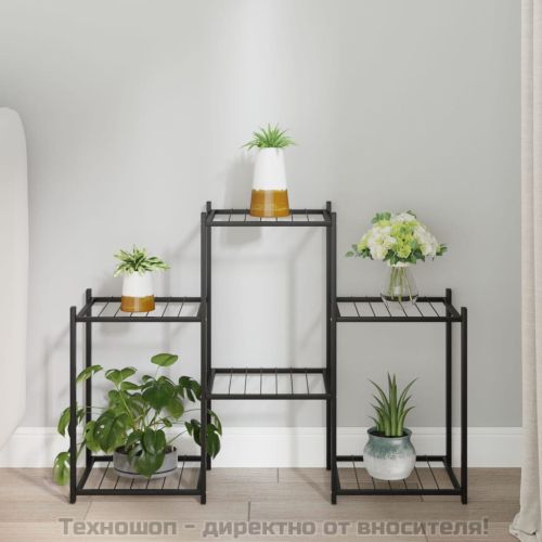 Стойка за цветя, 83x25x60 см, черна, желязо