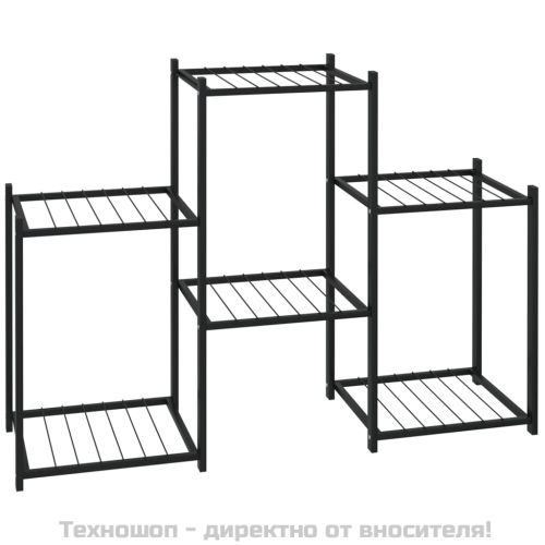 Стойка за цветя, 83x25x60 см, черна, желязо