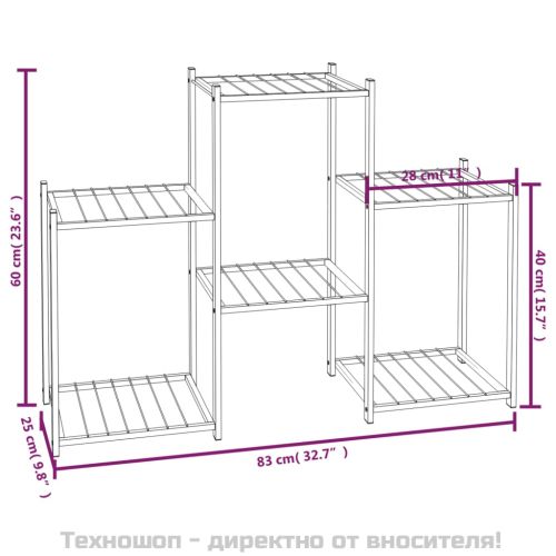 Стойка за цветя, 83x25x60 см, черна, желязо