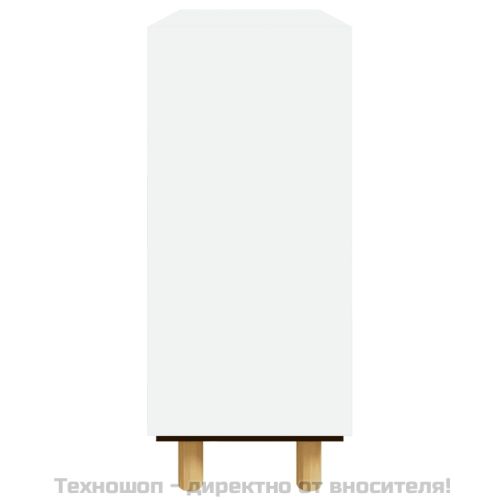 Бюфет, бял, 60x30x70 см, бор масив и естествен ратан