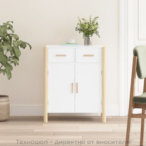 Сайдборд, бял, 62x38x75 см, инженерно дърво