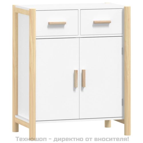 Сайдборд, бял, 62x38x75 см, инженерно дърво