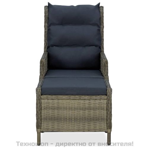 Градински комплект с възглавници, 3 части, кафяв полиратан