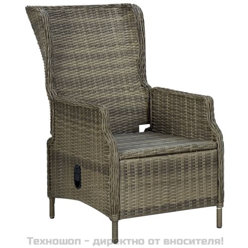 Градински комплект с възглавници, 3 части, кафяв полиратан