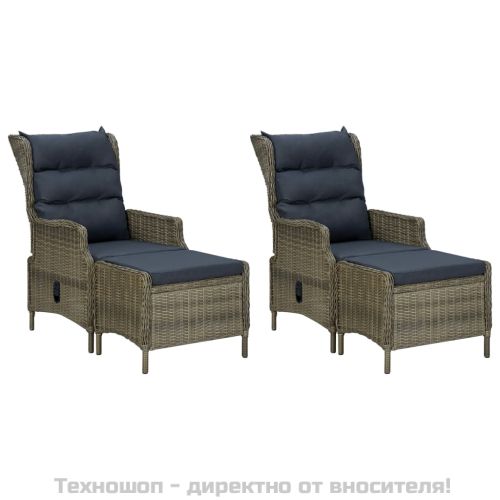 Градински трапезен комплект, 5 части, кафяв