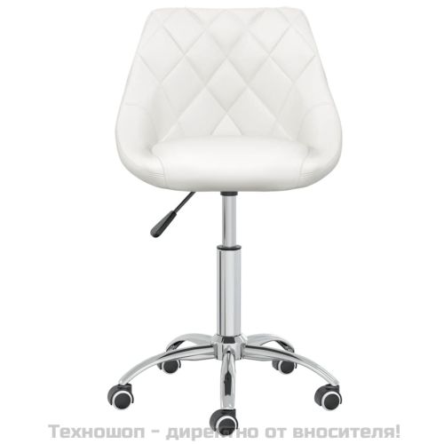 Въртящи се трапезни столове, 4 бр, бели, изкуствена кожа