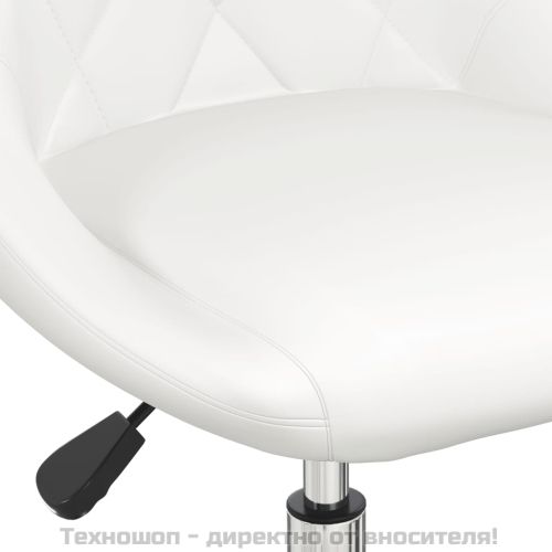 Въртящи се трапезни столове, 4 бр, бели, изкуствена кожа