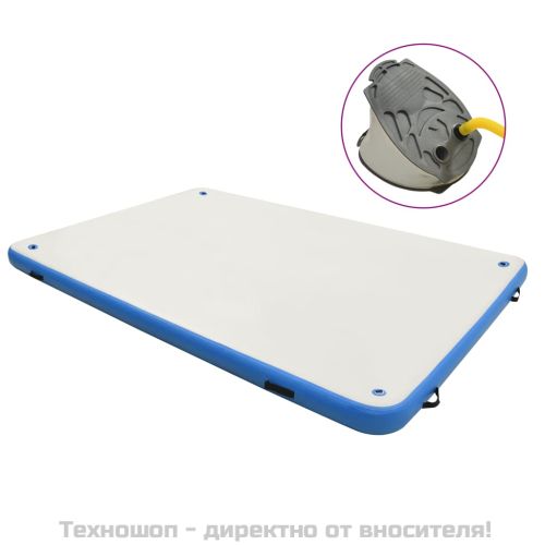 Надуваема плаваща платформа, синьо и бяло, 200x150x15 см