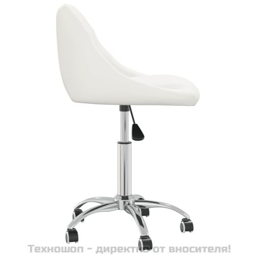 Въртящи се трапезни столове, 2 бр, бели, изкуствена кожа