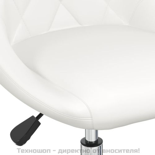 Въртящи се трапезни столове, 2 бр, бели, изкуствена кожа