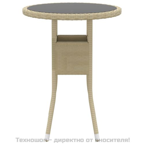 Градински трапезен комплект, 3 части, полиратан бежов