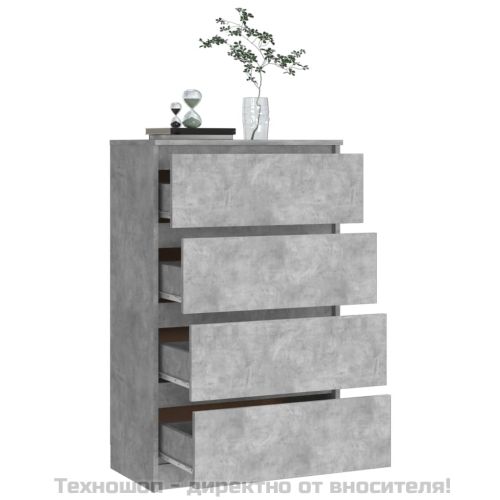 Сайдборд, бетонно сив, 60x35x98,5 см, инженерно дърво