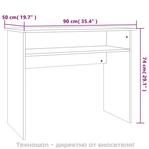 Бюро, бетонно сиво, 90x50x74 см, инженерно дърво