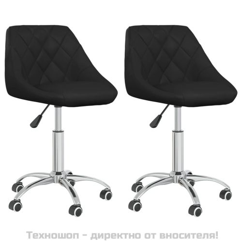 Въртящи се трапезни столове, 2 бр, черни, изкуствена кожа
