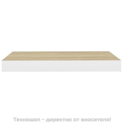 Окачени стенни рафтове, 4 бр, дъб и бял, 50x23x3,8 см, МДФ