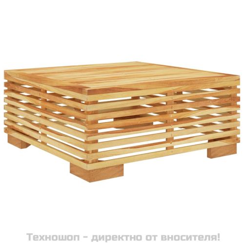 Градинска табуретка с кремава възглавница, тиково дърво масив